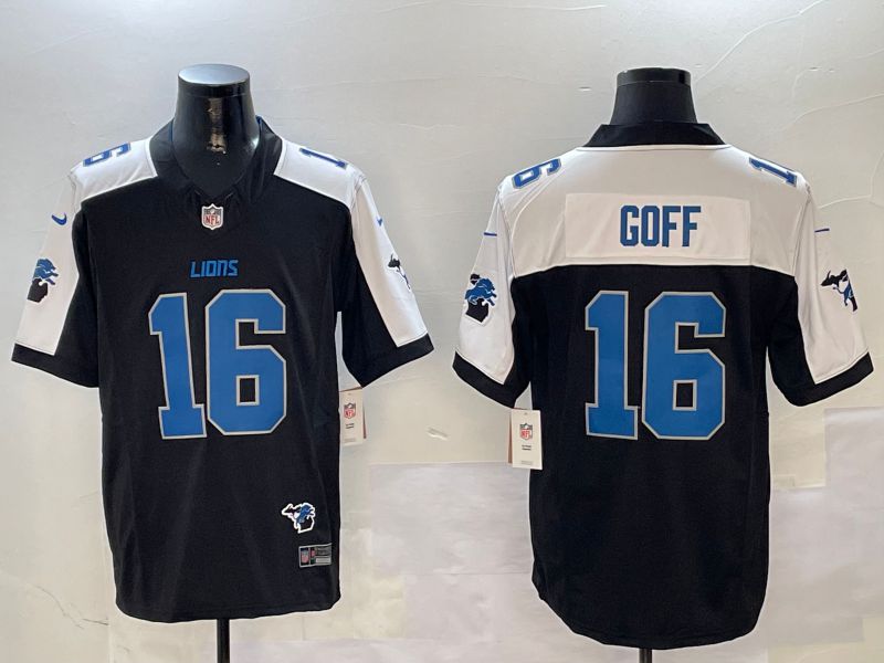 Men Detroit Lions #16 Goff Black Thanksgiving three generations 2024 Nike Limited NFL Jersey style 4->detroit lions->NFL Jersey